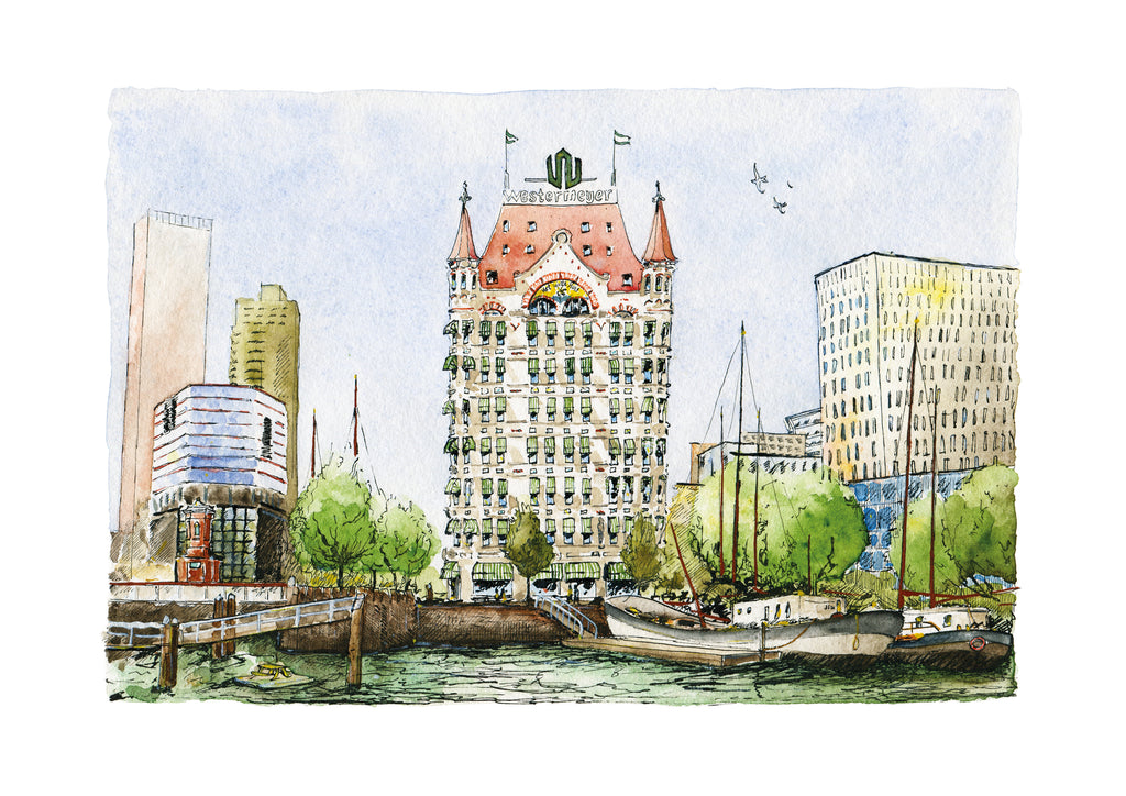 Art-print Het Witte Huis Rotterdam